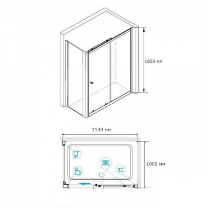 Душевой уголок RGW Classic CL-48 110x100 профиль хром стекло прозрачное 32094801-011 - 2