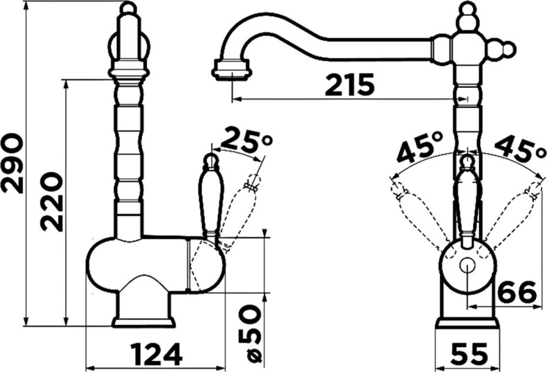 Смеситель Omoikiri Kyoto 4994297 для кухонной мойки - 2