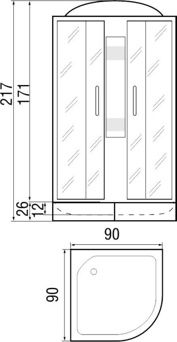 Душевая кабина с поддоном River Amur 90/26 МТ  10000001439 - 1