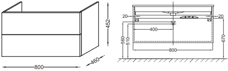 Тумба под раковину Jacob Delafon Vox  EB2078-R4-E15 - 1