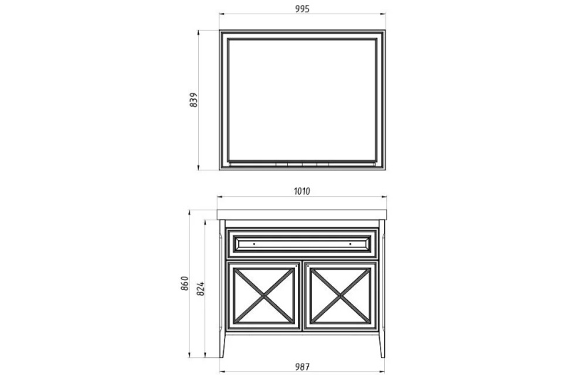 Комплект мебели для ванной Монте 100 Благородный Бежевый 1079201 - 11