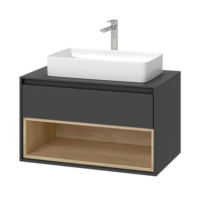 Тумба под накладную раковину Excellent Tuto 80 серый - светлое дерево  MLEX.0102.800.GRBL - 1