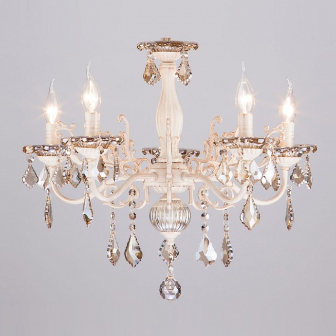 Подвесная люстра Eurosvet Elisha 3281/5 белый с золотом/тонированный хрусталь Strotskis - 0