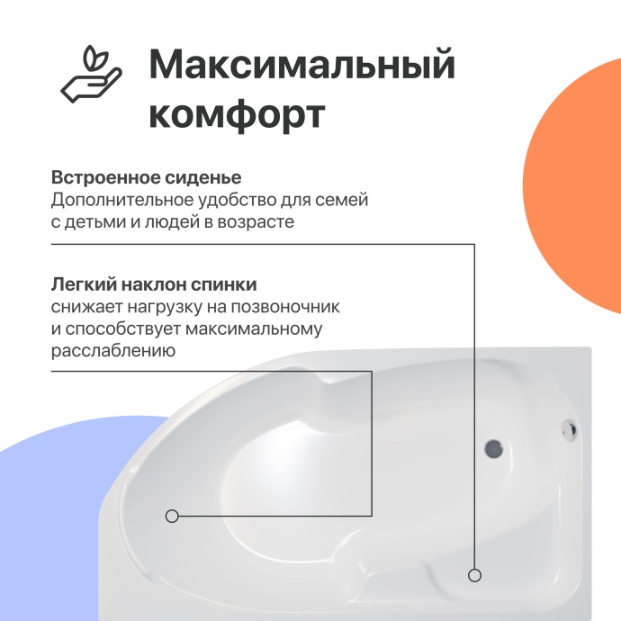 Акриловая ванна DIWO Сочи 170x95 L с каркасом 568018 - 1