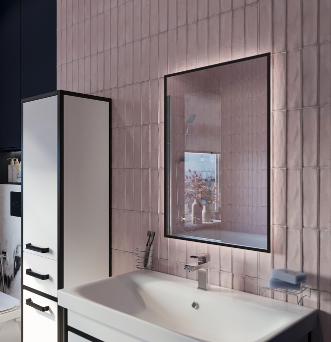 Зеркало DIWO Элиста 50 черное, с подсветкой светодиодной, прямоугольное, настенное, российское ЗЛП1736 - 2