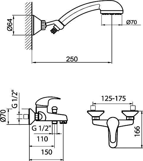 Смеситель Webert Sax SX850101015 для ванны с душем - 1