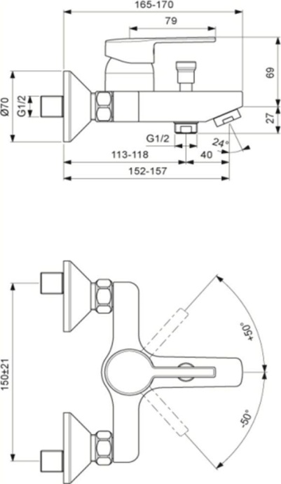 Смеситель для ванны Vidima Logic хром  BA279AA - 1