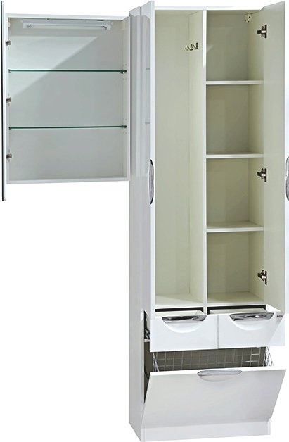 Шкаф-пенал Misty Жасмин 60 белая эмаль, с бельевой корзиной П-Жас05060-011К2Я - 3