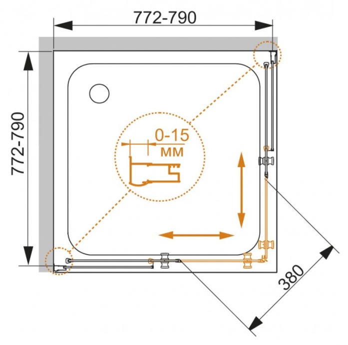 Душевой уголок Cezares Pratico A2 90 C Cr PRATICO-A-2-90-C-Cr - 4