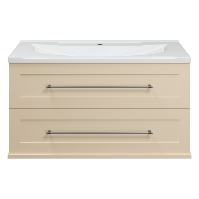 Тумба под раковину Misty Марта 100 бежевая матовая П-Мрт09100-031П2Я - 0