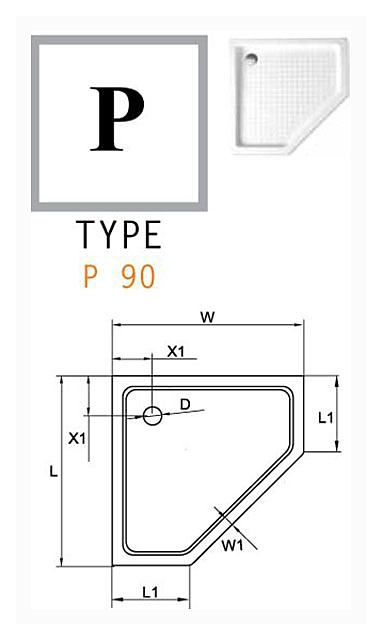 Поддон для душа Cezares Tray 90  TRAY-A-P-90-15-W0 - 1