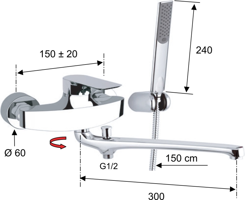 Смеситель для ванны с душем Remer Infinity I49 - 1