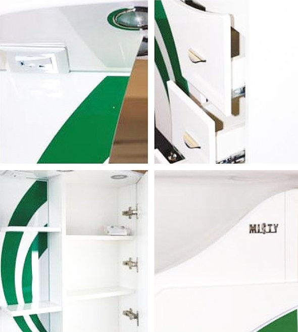 Мебель для ванной Misty Каролина 60 3 ящика L зеленое стекло - 7