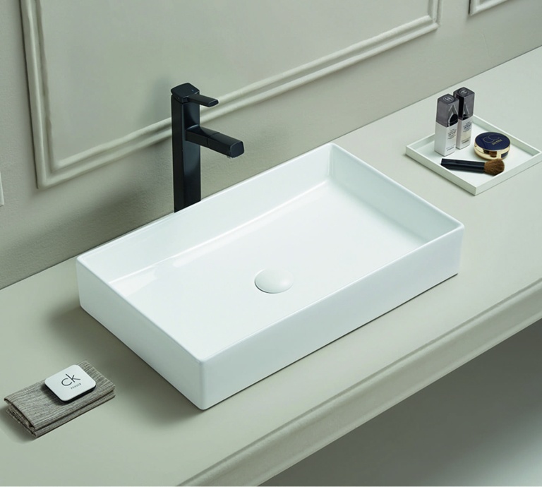 Раковина керамическая накладная AM-78570B-60, цвет белый, 600х370х110 - 0