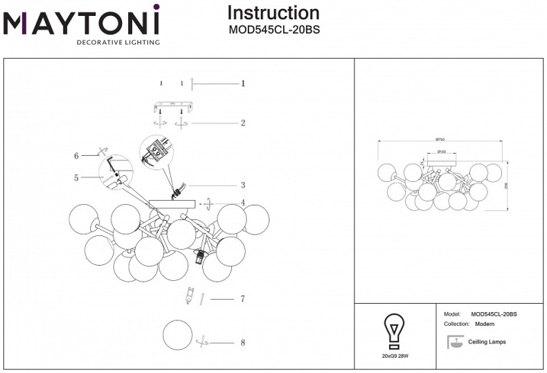 Потолочная люстра Maytoni Dallas MOD545CL-20BS - 1