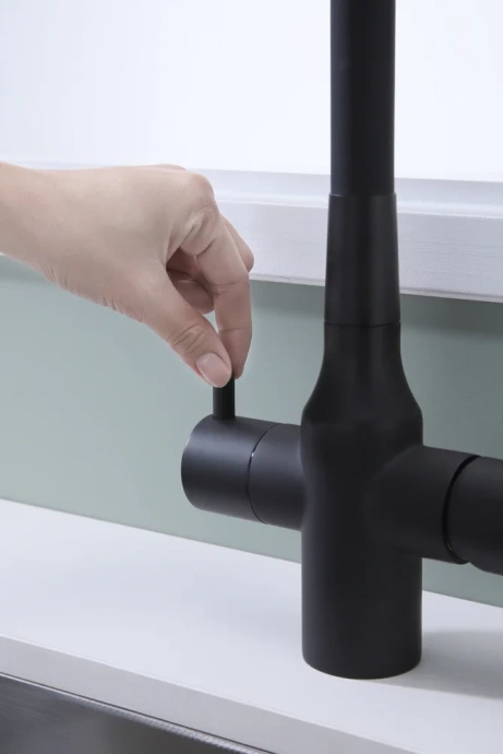 Смеситель для кухни Paulmark Salix с гибким изливом темно серый - черный матовый Sa213419-401 - 7