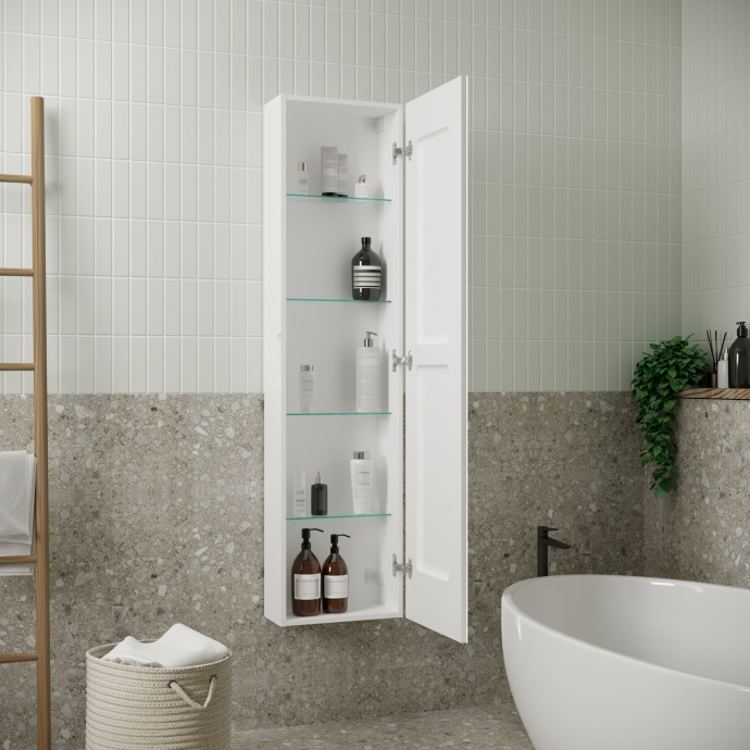 Шкаф-пенал с зеркалом STWORKI Кронборг МВК104 40, с подсветкой, белый - 2