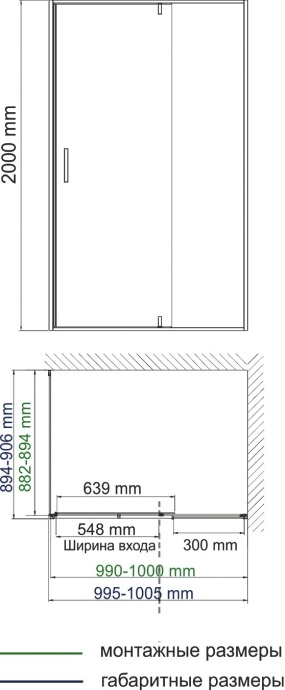 Душевой уголок Wasserkraft Elbe 100x90 профиль черный стекло прозрачное 74P22 - 2