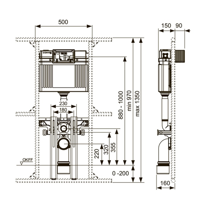 Модуль Uni 2.0 для уст. унитаза в стальной профиль TECEprofil 9041306 - 1