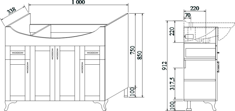Тумба с раковиной Sanflor Глория 105 белая - 3