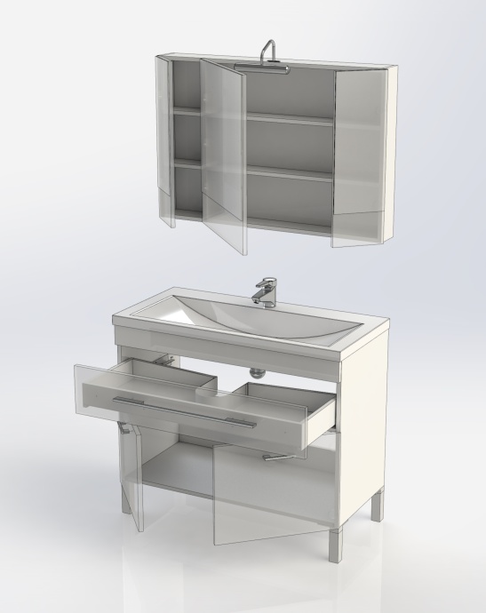Тумба с раковиной Aquanet Верона 100 белая, 1 ящик, 2 двери 182710 - 15