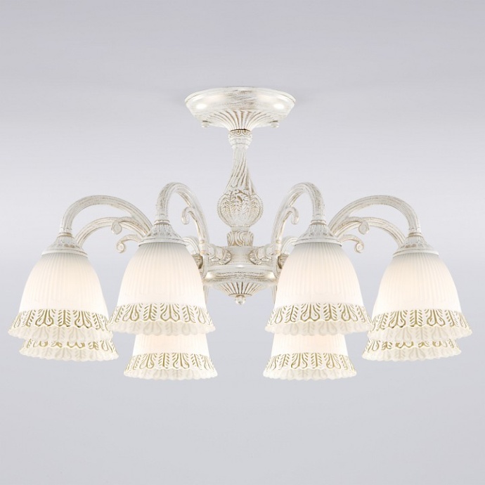 Люстра на штанге Eurosvet Campina 60107/8 белый с золотом - 0