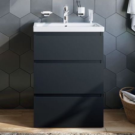 Тумба для комплекта AM.PM Gem S 60 графит матовый, напольная, с 3 ящиками M91FSX0602GM - 0