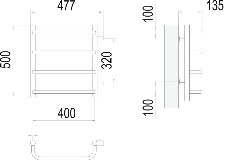 Водяной полотенцесушитель Terminus Стандарт П4 400x500 Хром боковое подключение 4670078530301 - 2