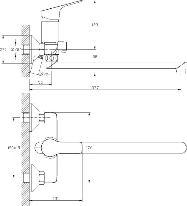 Смеситель для ванны Rossinka  хром  RS29-33 - 1
