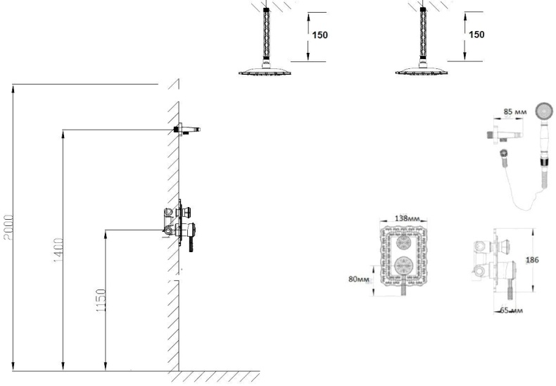 Душевой комплект Bronze de Luxe Windsor 10138/1DF - 2