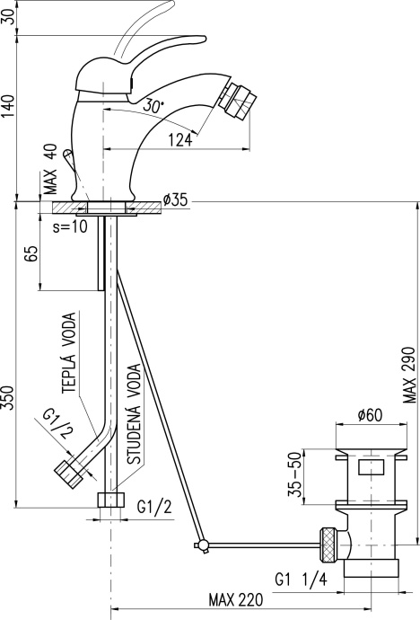 Смеситель для биде Rav Slezak Labe хром L045.5K - 1