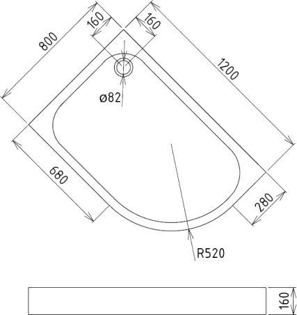 Душевой поддон Gemy  120x80 см  ST18 L - 1