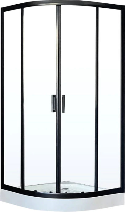 Душевой уголок Royal Bath НК 90х90 с поддоном профиль черный стекло прозрачное RB90HK-T-BL - 0