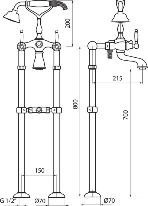Смеситель Webert Dorian DO720801015 напольный, хром - 1