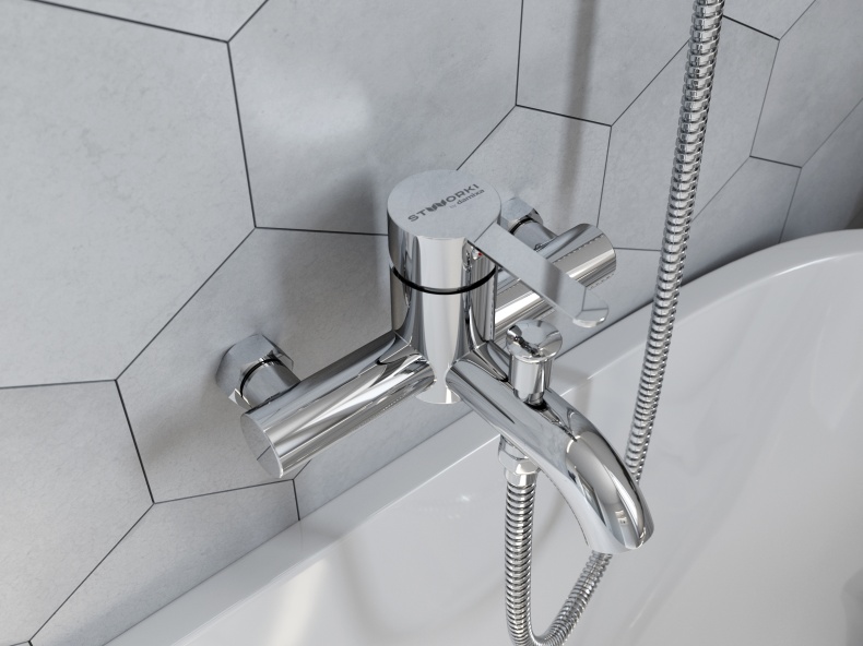 Смеситель для ванны с душем STWORKI by Damixa Стокгольм HFSG10000 хром, однорычажный, настенный, латунь - 2