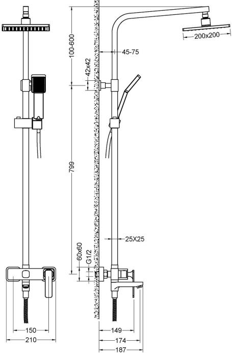Душевая система Timo Torne SX-4320/03 черный - 3