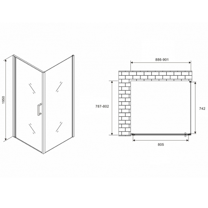 Душевой уголок Abber Sonnenstrand 90х80 хром стекло матовое AG04090M-S80M - 1
