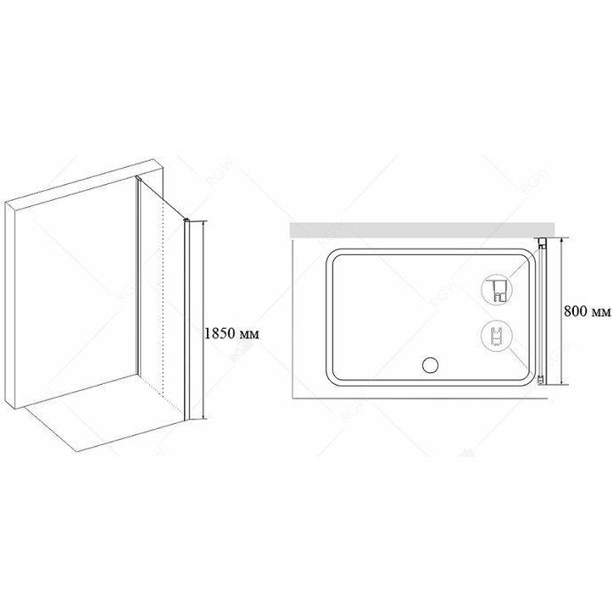 Душевая стенка RGW Z-12 80х185 профиль хром стекло прозрачное 35221208-11 - 2