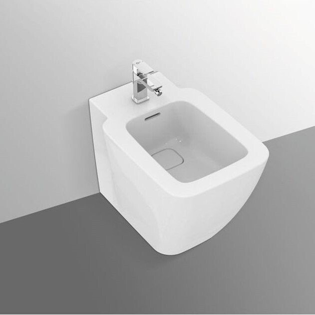 T296901 STRADA II Напольное пристенное биде, с отверстием перелива, с керамической накладкой слива (T854601), с крепежом для полностью скрытого монтаж - 2