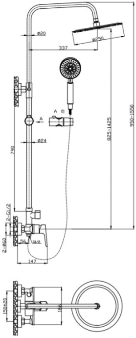 Душевая стойка BelBagno Ancona DOCM-CRM ANCONA-DOCM-CRM - 1