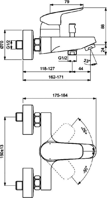 Смеситель для ванны Ideal Standard Ceraflex  B1721AA - 3