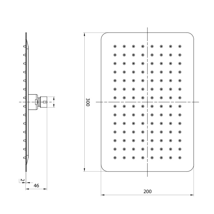 Душевая лейка верхняя Lemark LM9490S, прямоугольная, 300х200 мм., нерж. сталь - 1