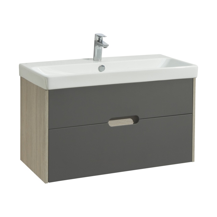 Тумба с раковиной Aquaton Оливия 90 светлое дерево-серый 1A2544K0OLUG0 - 0