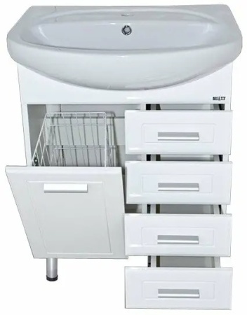 Тумба с раковиной Misty Стелла 65 белая глянцевая ИП000000600 - 1