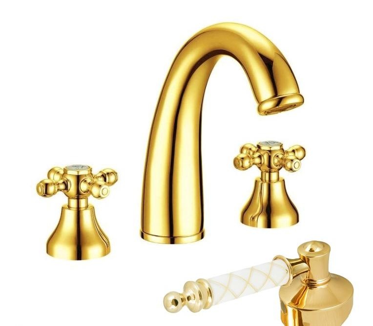 Смеситель для раковины Boheme Tradizionale золото с белым 297-MR-W - 0