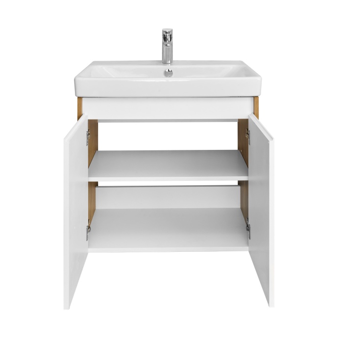 Тумба с раковиной Aquaton Сканди Doors 70 белый - светлое дерево 1A2789K0SDZ90 - 4