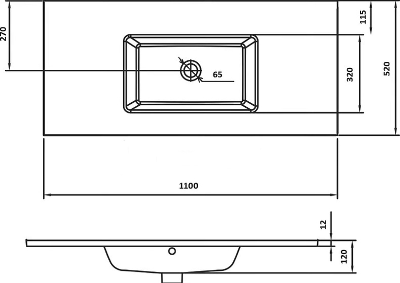Раковина-столешница Armadi Art NeoArt 110 черный 852-110-B - 2