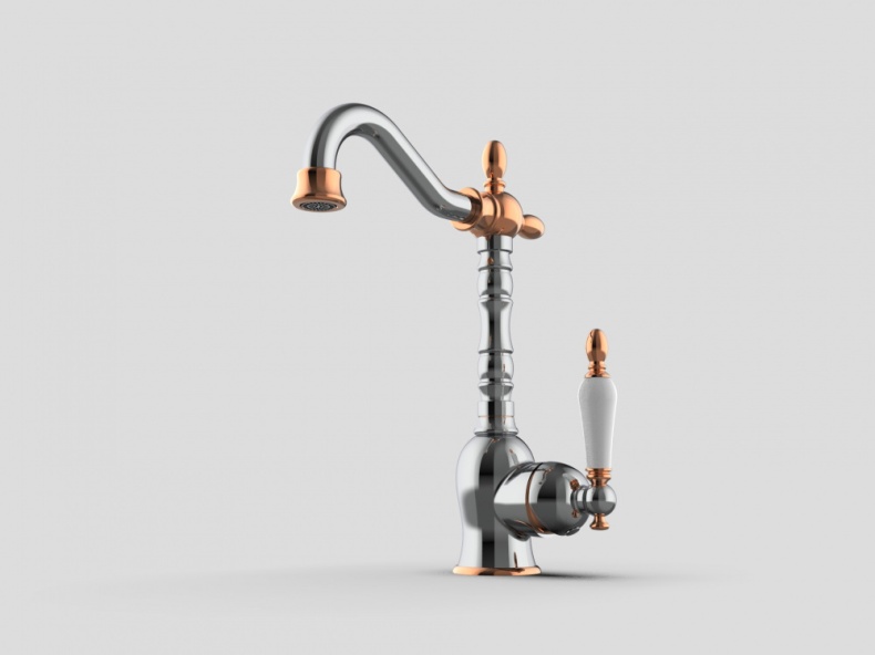 Смеситель для раковины GPD Retro хром - розовое золото MTL180-K-R - 3