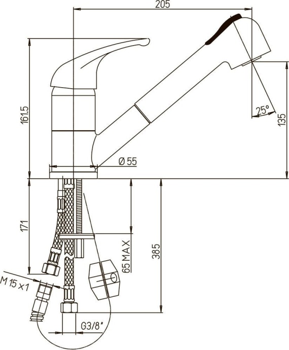 Смеситель для кухни Paini Creta 42CR568LMKM - 1