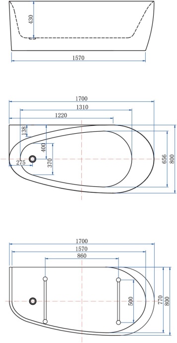 Акриловая ванна Allen Brau Infinity 1 170x80, белая матовая 2.21001.21 - 1